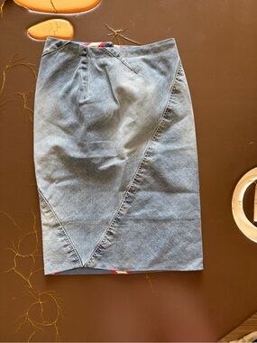 Vintage 90s Fendi Light Blue Denim Pencil Skirt